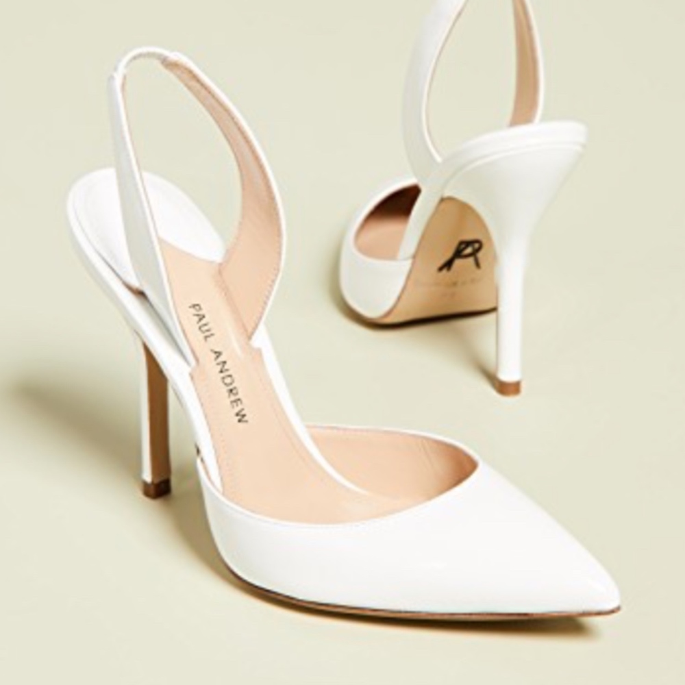 Brand New Paul Andrew White Suede Slingback Shoes